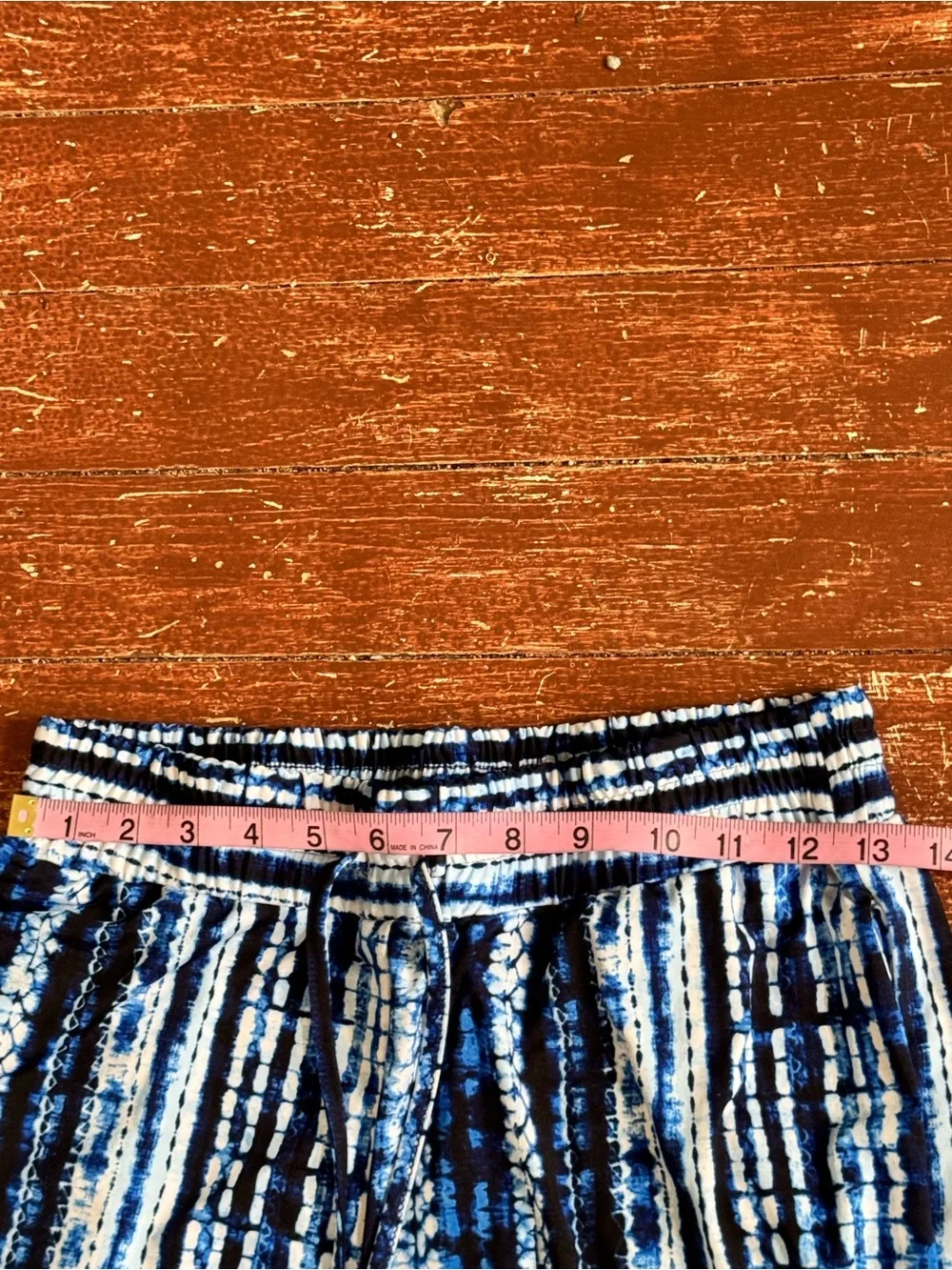 Robert Louis Petite Large Blue Tie Dye Pull On Wide Leg Stretch Pants PL